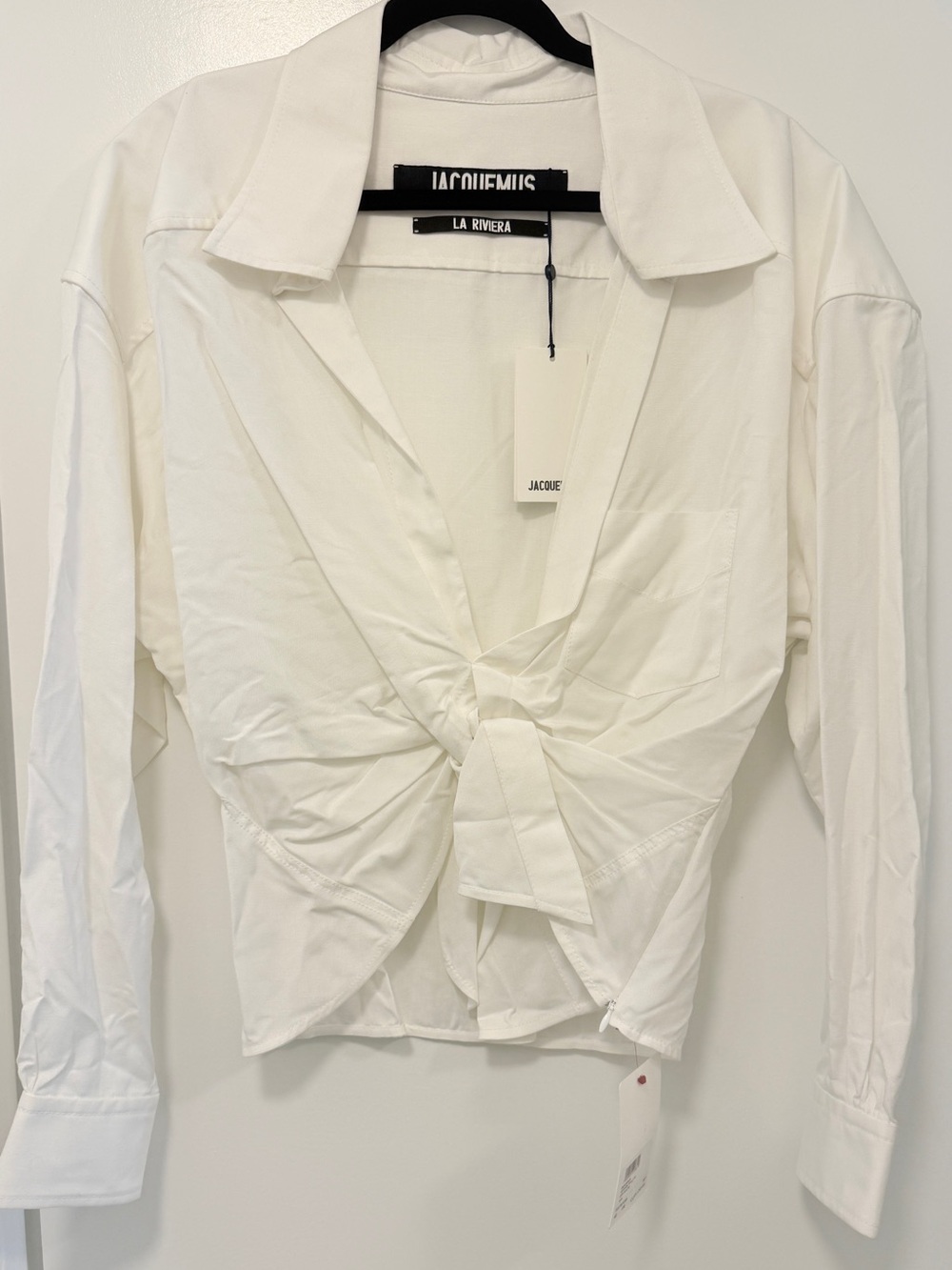 JACQUEMUS White Tie-Front Button Down Shirt